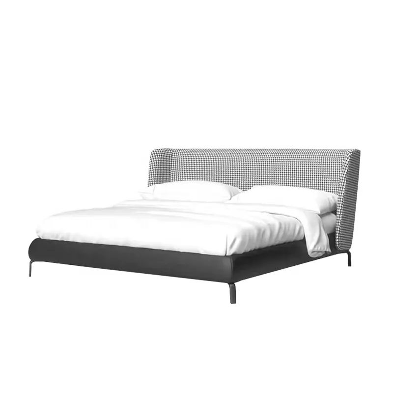 GORMAN furnitur Modern Italia merek desain furnitur kamar tidur kain korset walet 1.8m ukuran King Bed Qianniao tempat tidur kain grid