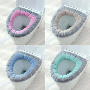 Funda universal para asiento de inodoro, suave y cálida para invierno, cojín de WC en forma de O con asa, accesorios para baño. - Product Image 1