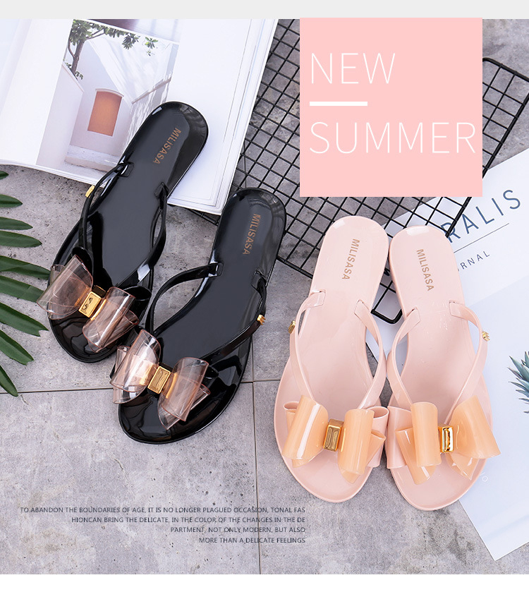Ladies Bow Shoes Outdoor Flat Platform Sandals PVC Sole for Sandals Slippers Women