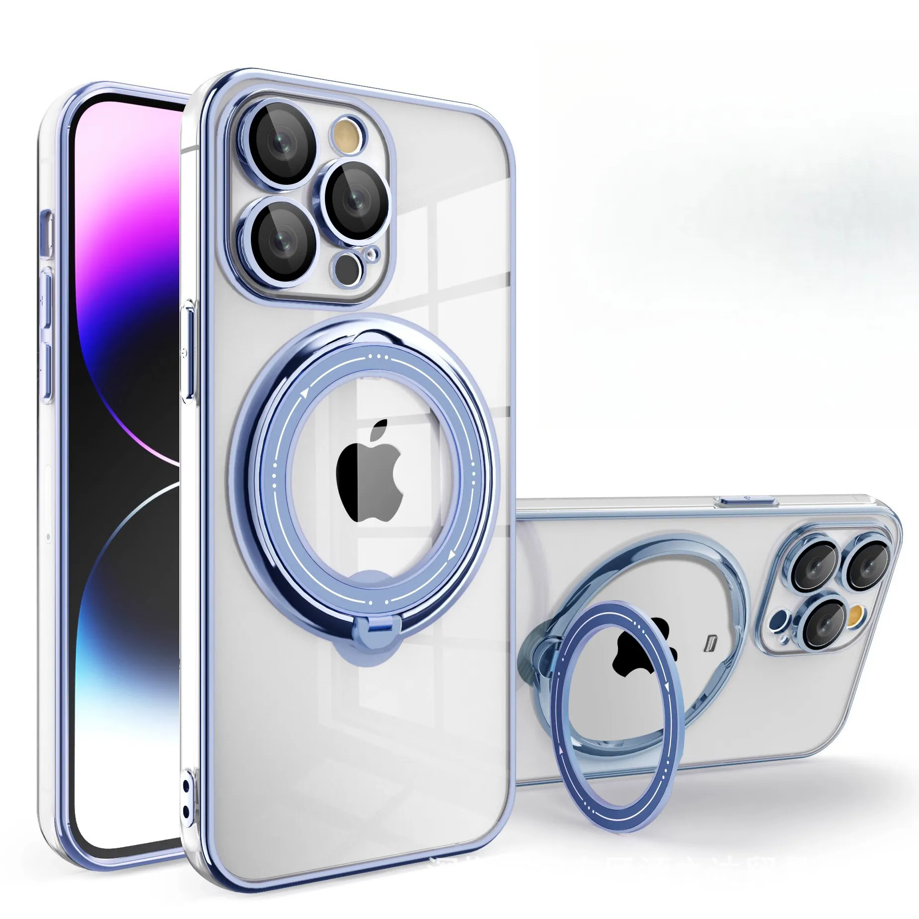 Şeffaf manyetik kablosuz şarj süblimasyon durumda iPhone 14 13 Pro Max Lens koruyucu darbeye dayanıklı cep telefonu kılıfı