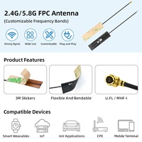 Antena FPC Interna Flexible de Doble Banda 2.4GHz 5.8GHz 3.5dBi con Conector U.FL I P E X para Router WiFi y Dispositivos IoT