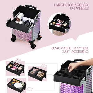 Large Capacity 3-in-1 Rolling Cosmetology Storage Traveling Cart Trunk <b>Makeup</b> <b>Case</b> with Wheels Nail Travel <b>Case</b> Organizer - Product Image 5