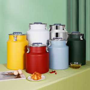 โถเก็บของสแตนเลสสีสันสดใส ฝาปิดโลหะทรงกระบอก ปิดสนิท ความจุขนาดใหญ่ สำหรับเก็บข้าว แป้ง น้ำมัน ชา ใช้ในครัวเรือน - Product Image 5