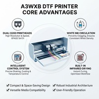 Impresora DTF de Alta Velocidad con 2 Cabezales de Impresión I3200, Ancho de Impresión de 300 mm, Máquina de Transferencia DTF para Fábrica de Ropa