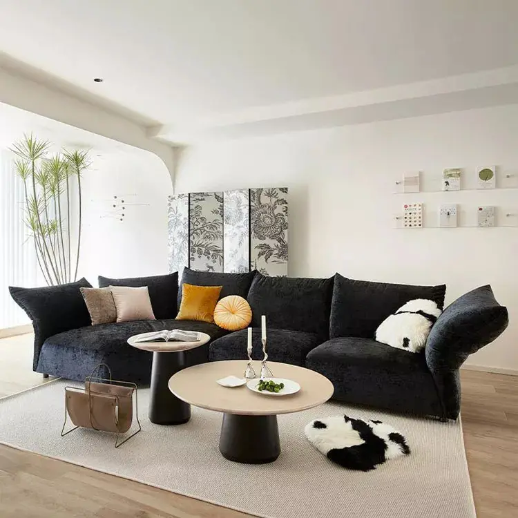 Italy modern designer curved L shape adjustable modular sofa luxury fabric home sofa furniture