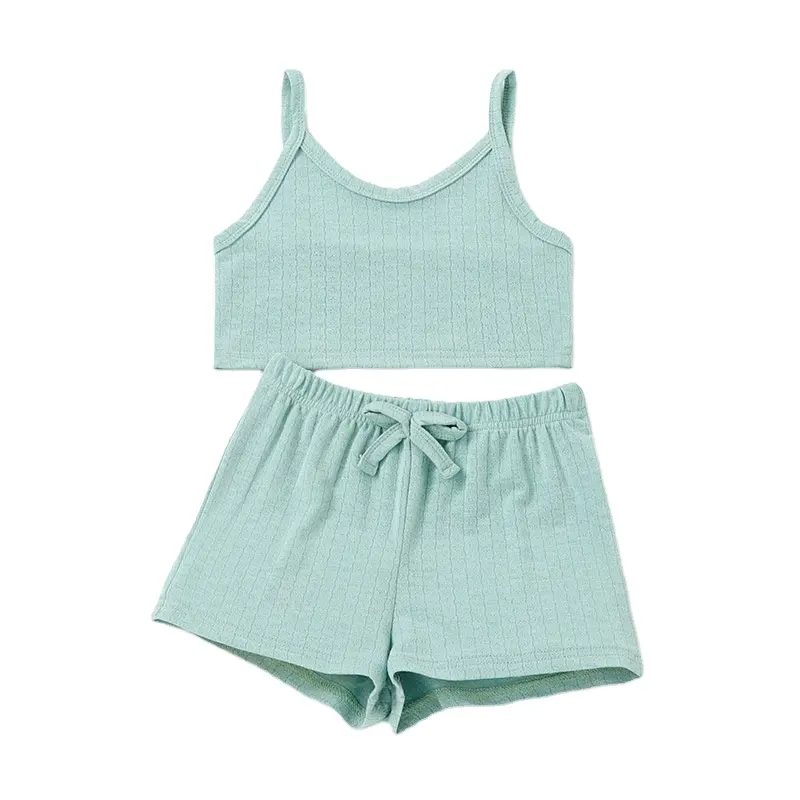 Wholesale Sexy Baby Girl Clothes Set 2022 Backless sling Top Shorts For Kids Clothes For Summer Girls