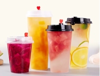 Gobelets jetables personnalisés avec logo imprimé, en PP/PET, pour jus, café glacé, vin, bière, milkshake, avec couvercle et film, en tailles 7, 10, 12, 16, 20, 24 oz