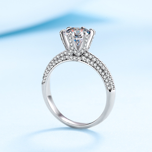 Classico Moissanite gioielli solitario sei artigli 1ct 2ct 925 in argento Sterling proposta anello anello Moissanite diamante anello da donna - Product Image 4