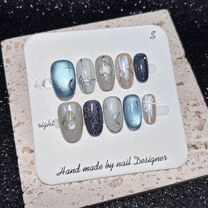 Ongles à presser en acrylique style sombre, faits main, de luxe, tendance, couvrance totale, faux ongles faits main, vente chaude - Product Image 4