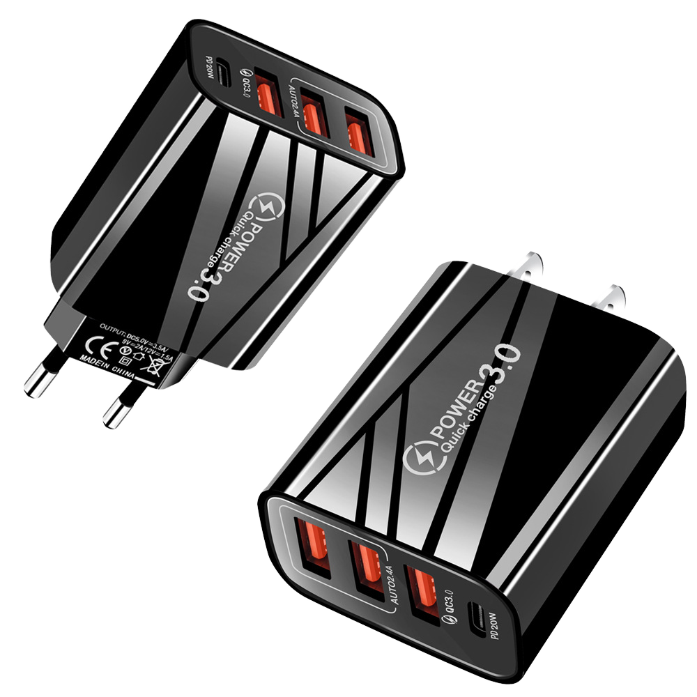 Оптовая продажа 20 Вт Gan многоинтерфейсный адаптер Новый 3-USB PD Type-C зарядное устройство для мобильного телефона для ноутбука EU/US/UK QC3.0 функция 20 Вт