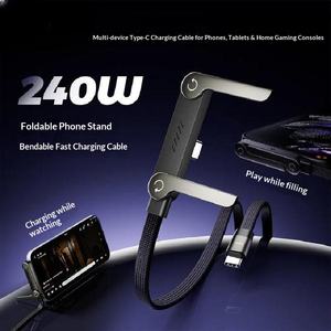 Câble de données tressé à charge rapide 240W avec support pour téléphones mobiles, compatible Huawei Honor Apple <span class=keywords><strong>Xiaomi</strong></span> OPPO - Product Image 2