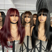 Perruque blonde 613 à coupe dégradée avec frange, en cheveux humains, couleur personnalisable, pour usage quotidien ou de fête, vente en gros de perruques en vrac