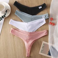 Culotte bikini côtelée taille haute sexy pour femme, 100 % coton, style Lolita, brodée, avec dentelle, boutons et rivets N181