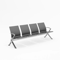 Chaise de réception d'aéroport Chaise de rangée publique en PU 3 places Chaise de poutre d'attente de clinique hospitalière avec bras