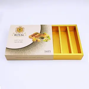 Роскошная переработанная бумага для пищевых продуктов с логотипом на заказ, картонная упаковка, десертная коробка для печенья, печенья, бумажная коробка с разделителями