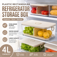 Conteneur de stockage pour réfrigérateur, prêt à l'emploi en cuisine, en plastique alimentaire, rectangulaire, grand format, avec couvercle hermétique, pour la conservation des aliments