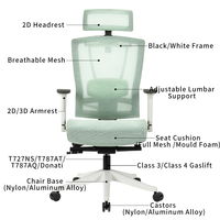 Meubles de luxe pour bureaux à domicile Bifma 3D Accoudoir pivotant en maille complète Mobilier de bureau Chaises de direction ergonomiques