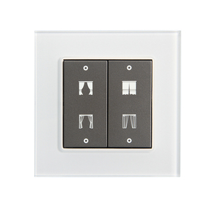Interrupteur de sortie pour rideau, cadre en verre trempé blanc et <span class=keywords><strong>gris</strong></span> central en plastique avec deux boutons de remplacement - Product Image 1