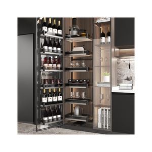 Home Kitchen Storage Tall Cabinet Basket big size 6 layer Flat glass basket pull out pantry basket