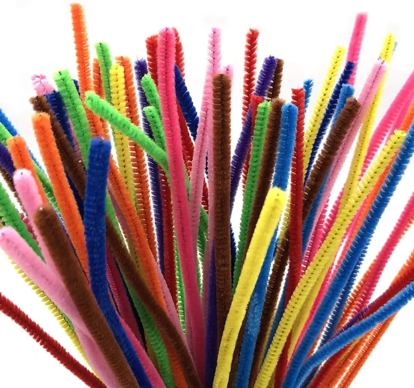 Colorido chenille stem pipe cleaners/craft jumbo loopy chenille hastes