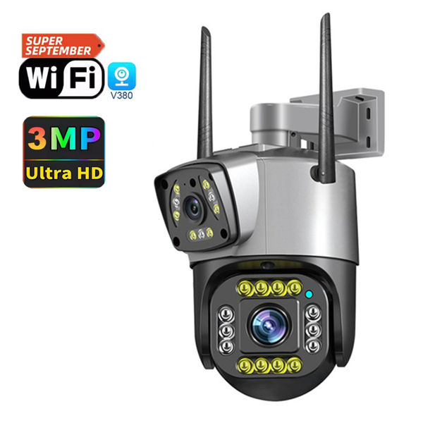 Dual Lens 4G 3K Outdoor PTZ Security Camera Night Vision Full Color Two-Way Voice Motion Detection WiFi Connectivity Cloud