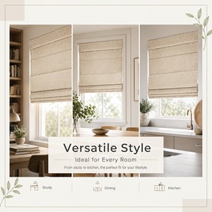 Meilleure Vente Rideau Roman Occultant Moderne de Luxe à Commande Cordonnée, Protection UV Électrique <span class=keywords><strong>100</strong></span>% Polyester, Montage Haut-Bas pour Bureau - Product Image 4