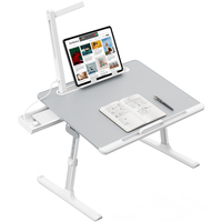 Mesa para Portátil para Cama, Bandeja Grande Ajustable para Computadora, Soporte para Portátil con Luz Ajustable de Tres Niveles