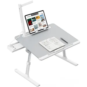 Escritorio para ordenador portátil, bandeja grande ajustable para cama, soporte para portátil con luz ajustable de tres niveles