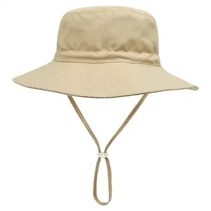 儿童轻便野生动物园太阳帽防紫外线水桶帽速干钓鱼帽带绳0-6年批发