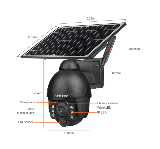 Metal case Solar Camera Low Power Solar Ptz 4G Sim  Network Card Surveillance Camera Support Two Ways Audio and Human Tracking