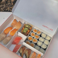 Boîtes de restauration en carton ondulé avec logo personnalisé, boîtes à sauce alimentaire, boîte d'emballage de sushi
