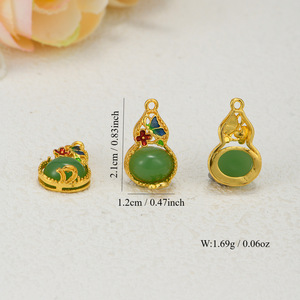 Pendentifs Thème Printemps 2024 : Pendentif Gourde en Alliage Imitation Jade Hetian avec Émail Motif Nuage Auspicieux – Idéal Cadeau - Product Image 4
