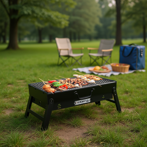 Barbecue portable pliable au charbon de bois Gearsmate 28x15 cm, construction métallique, pour le camping, les pique-niques et l'extérieur - Product Image 2