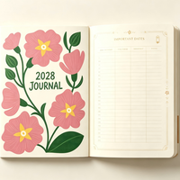 Agenda annuel A5 2028, carnet à couverture rigide, impression florale personnalisée, cadeau