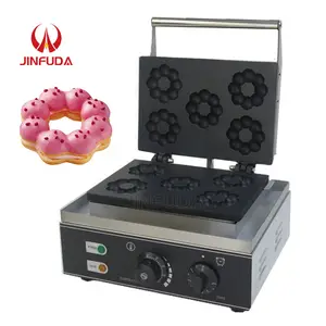 Máquina comercial de panadero de gofres de flor de ciruelo de acero inoxidable antiadherente 5 agujeros flor eléctrica Donut nueva gran oferta