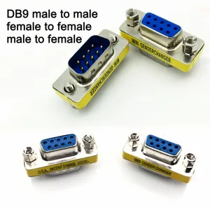 Db9 adaptador de mini gênero macho para macho, conector serial rs232 para fêmea fêmea para macho, conectores d-sub