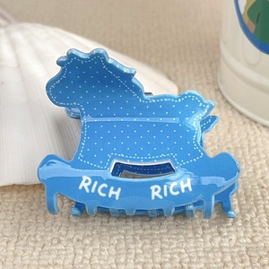 2026 Year New Style Horse PVC Hair Claw Customizable Geometric Hair Accessories Sweet Stripes Hair Clip for Teenagers - Product Image 2