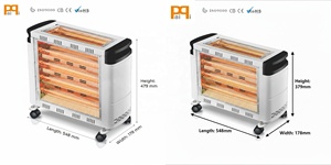 Calentador <span class=keywords><strong>de</strong></span> Cuarzo Metálico Portátil <span class=keywords><strong>de</strong></span> Calentamiento Rápido, con Termostato Ajustable, 6 Luces, Diseño Antivuelco y Protección contra Sobrecalentamiento, para Baño - Product Image 3