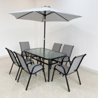 Ensembles de meubles de jardin en plein air salle à manger chaise pliante Table rectangulaire 6 places Table jardin Patio 7 pièces ensemble de jardin
