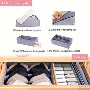 6 Set Cloth Dresser <b>Underwear</b> <b>Storage</b> <b>Box</b> Fabric Drawer Organizer Dividers <b>Storage</b> Boxes & Bins Foldable Modern Grey 1000 Sets - Product Image 5