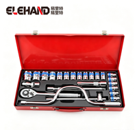 Jeu de clés à cliquet en acier au carbone de 24 pièces, 1/2 pouce, personnalisable OEM, kit d'outils de réparation automobile, étui rigide pour la réparation de voitures