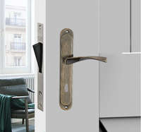 Poignée de porte intérieure en aluminium bronze sur plaque de fer pour porte en bois