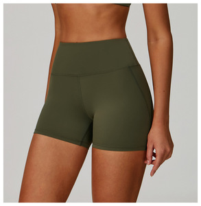 Спортивные шорты с высокой талией, быстросохнущие, с эффектом подтяжки бедер и утяжки живота, подходят для бега на открытом воздухе, занятий спортом и йогой. - Product Image 3