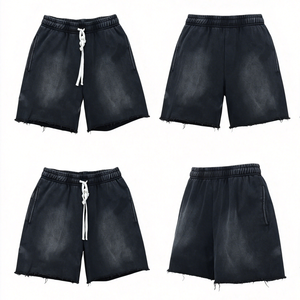 2026 Summer Heavyweight 320 GSM French Terry 100% Cotton Streetwear Vintage Acid Wash Shorts for Men - Product Image 1