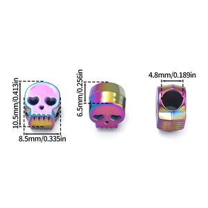 Cuentas espaciadoras de calavera de aleación Zijin, plateadas envejecidas y negras, de siete colores, accesorios de joyería DIY para la fabricación de pulseras y collares - Product Image 2