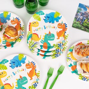 Sunbeauty-Assiettes Dinosaures Vaisselle Dinosaure Fournitures pour Fête d'<span class=keywords><strong>Anniversaire</strong></span> pour Enfants Garçons - Product Image 1
