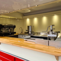 Remorque de bar à café entièrement équipée, chariot à boissons mobile, kiosque à boissons personnalisé, service de bière et de vin, camion de restauration en acier inoxydable