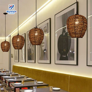 Vintage bambou rotin <span class=keywords><strong>lustre</strong></span> traditionnel <span class=keywords><strong>à</strong></span> la main pendentif lampe pendentif accroché lumière pour hôtel appartement villa restaurant - Product Image 4