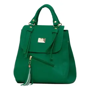 Sac à dos bohème pour femme Fana Keyla, en cuir PU vert, motif géométrique, antivol, avec poche intérieure zippée - Product Image 1