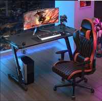 Escritorio de Juego Ergonómico Moderno en Forma de Z para PC, con Opciones de Ajuste de Altura Dual